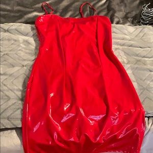 Sexy red latex dress